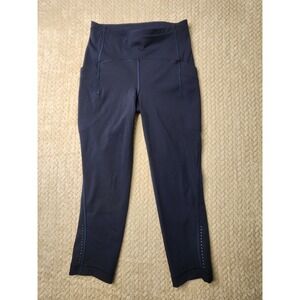 Lululemon Leggings Women's Size‎ 4 Fast Free Crop II Nulux 19" Blue Run Pockets